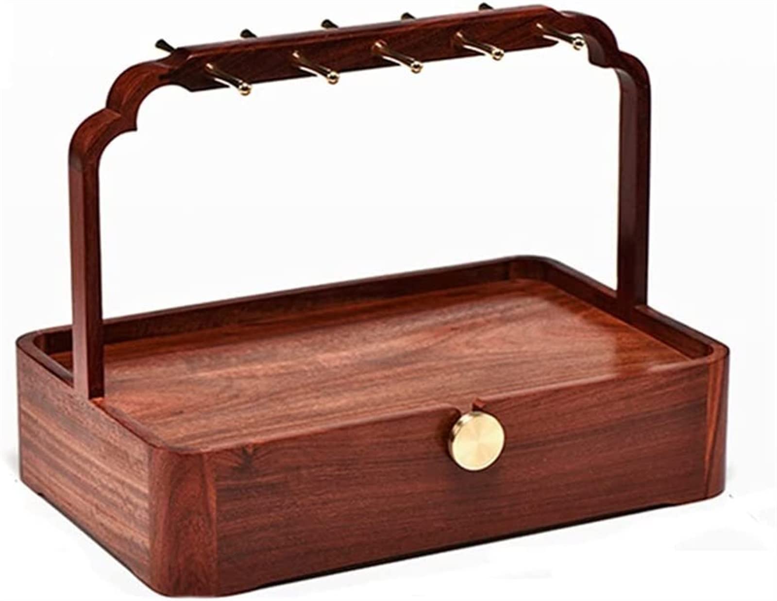 TIANQIHAO Flashing Wooden Entrance Jewelry Key Storage Rack Ornaments Desktop Drawer Shelf Jewelry Cosmetic Storage Box