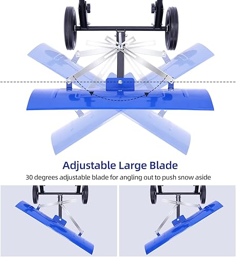 Miniatura 2 de Ohuhu Pala de nieve para entrada 2024 palas de nieve de metal con ruedas de ángulo ajustable mejoradas con hoja grande de 30 x 12 pulgadas para