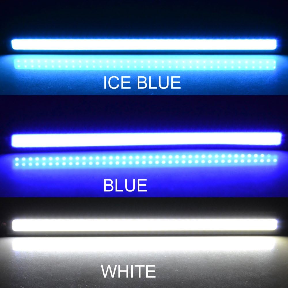 Rayhoo 2 pcs Set Waterproof IP67 Rubber Flexible High Power 6W 12V Flip Slim Chip COB LEDs DRL Daylight Driving Light Daytime Running Light for Car Vehicle Universal (Straight Line, White)
