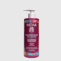 Inoar Creme para Pentear Mega Volumão, Hidratação Intensa, Volume Prolongado, Aminoácidos, Biotina, Óleo de Argan, Cabelos Cacheados e Crespos, 1L