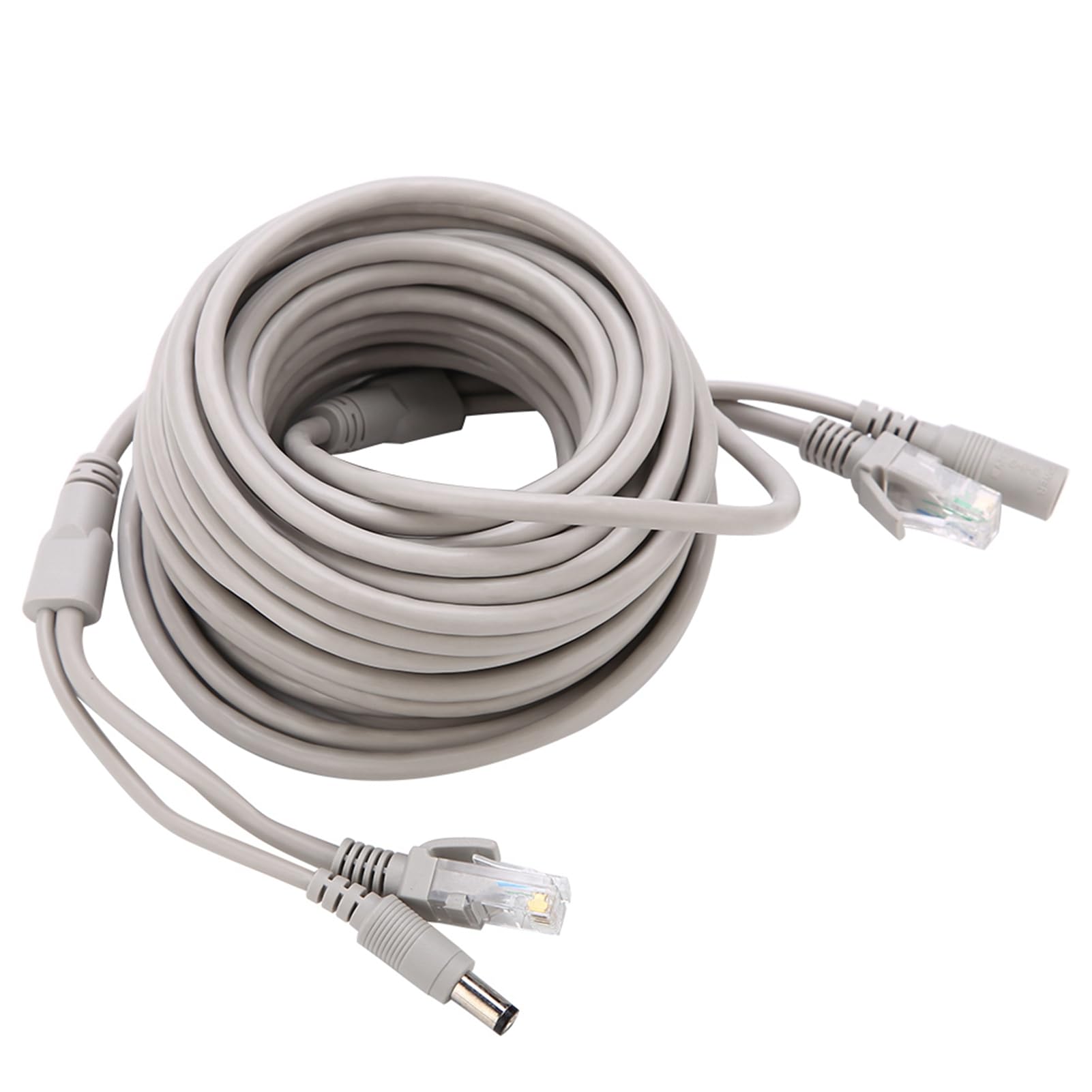 Câble de Surveillance RJ45 avec Alimentation DC, Compatible Caméras IP et Systèmes NVR, 10/100Mbps, pour Installation Intérieure et Extérieure