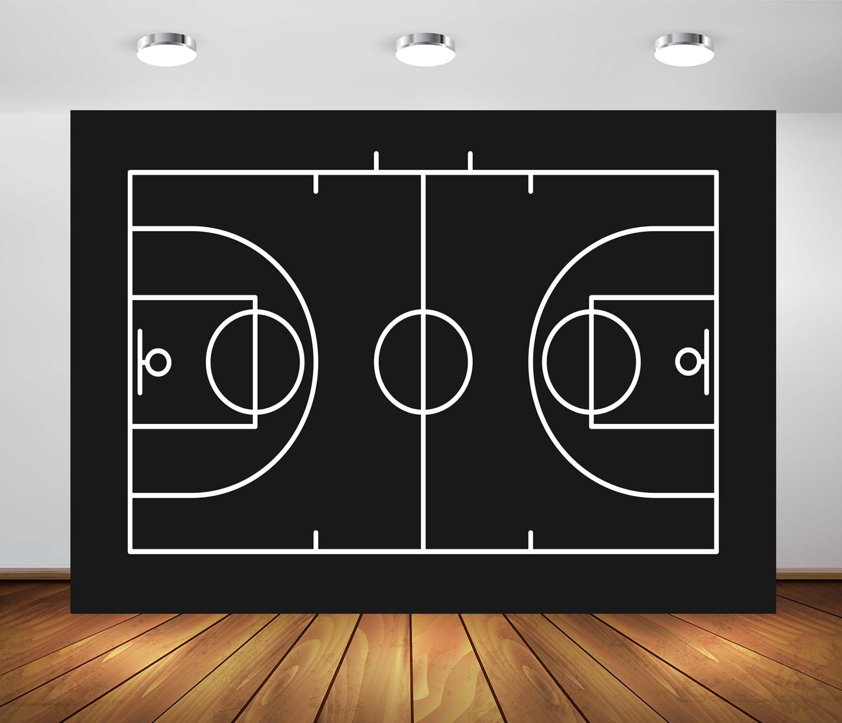 BELECO 5x3ft Fabric Basketball Backdrop Black and White Basketball Court Background Basketball Sports Themed Birthday Party Decorations Banner