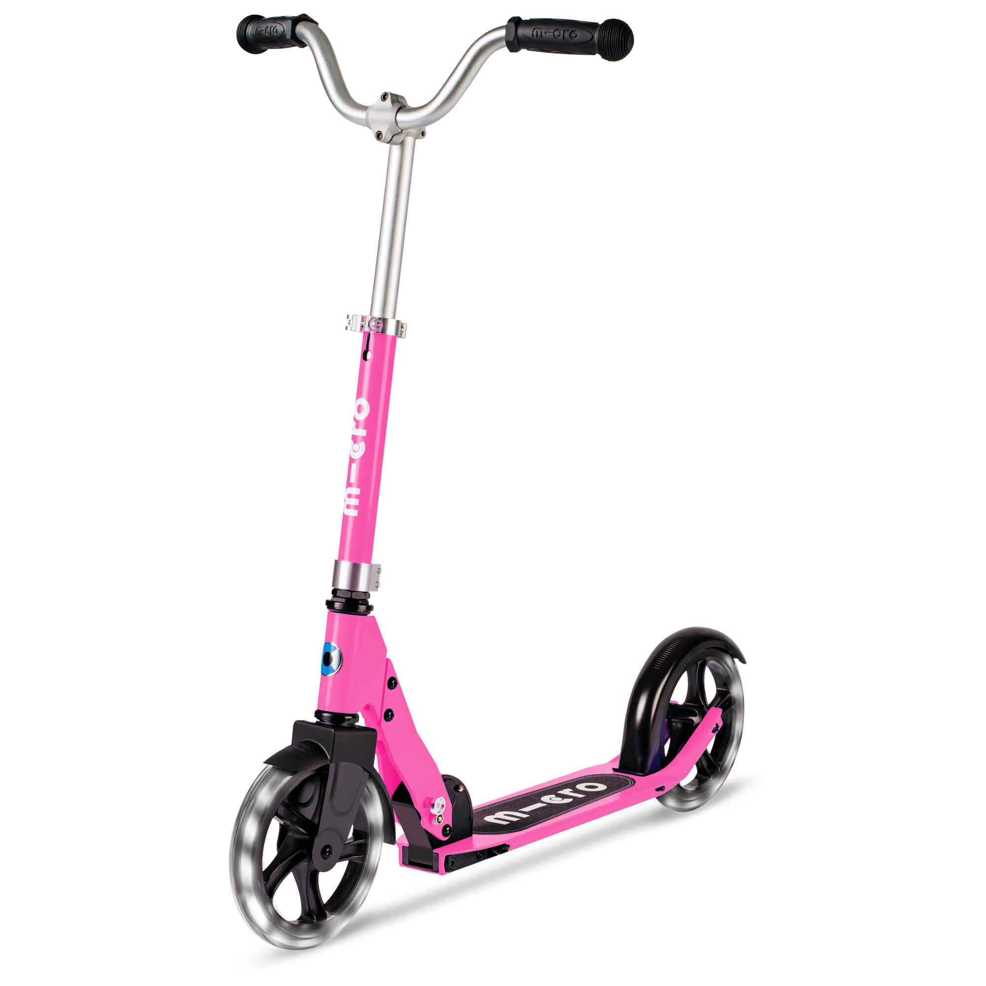 Micro Scooter | Cruiser LED Kids Scooter | 5 to 12 Years | Boys & Girls | Chopper-Style Steering & Kickstand | Handlebar Adjustable & Foldable | Light Up LED Wheels | 100kg Weight Limit | Pink