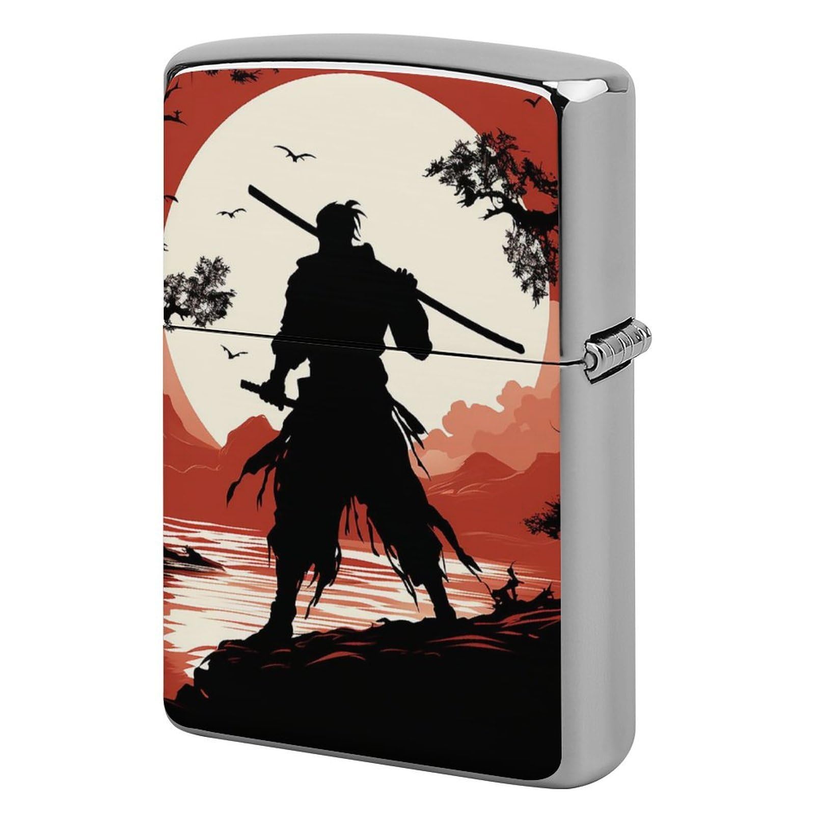 Samurai Lighter Cover for Men, Personalized Lighter Case for Birthday Gift, Flip-Top Lighters Protective Cover, Portable Lighters Shell for Outdoor, Travel