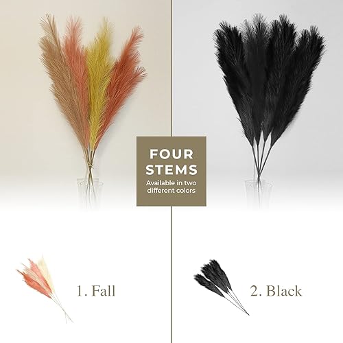 Miniatura 6 de Hierba de pampa sintética sin desprendimiento 42 pulgadas de alto hierba de pampa artificial esponjosa en negro la decoración perfecta para el hogar