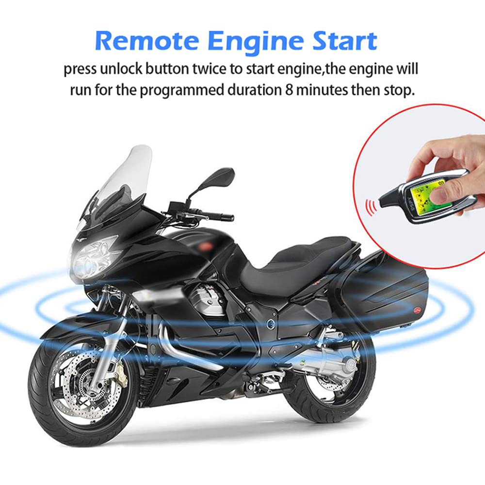 Irfora Sistema di allarme antifurto moto allarme LCD a 2 vie, telecomando senza fili, startsp, con telecomando, clacson, luce LED per moto da 12 V