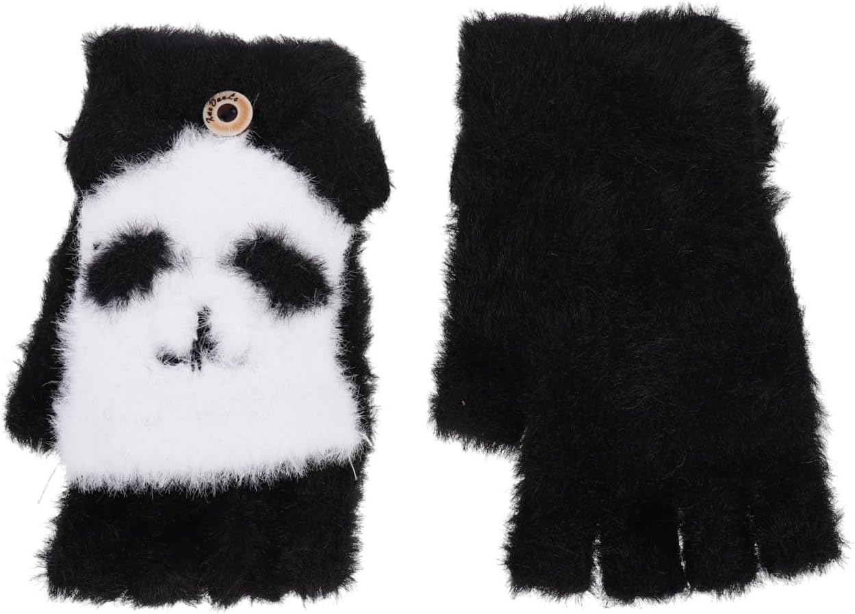 Boys and Girls Winter Gloves Fingerless Mittens Flip-top Plush and Warm for Boy Girl's Outdoor Activities
