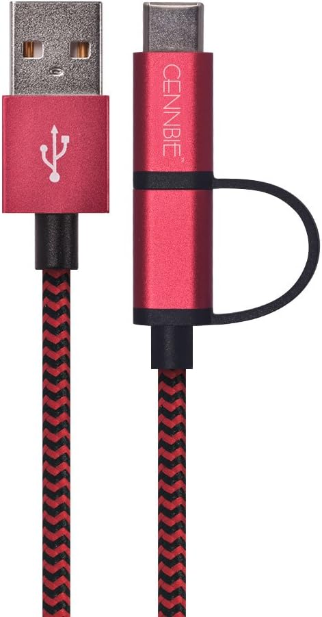 Type C Adapter Micro USB Cable, CENNBIE [6.6FT] 2-in-1 Design USB C to USB Reversible Charger, Braided Cable for Nintendo Switch,Huawei P9 P10 Samsung S5 S6 S7 Note