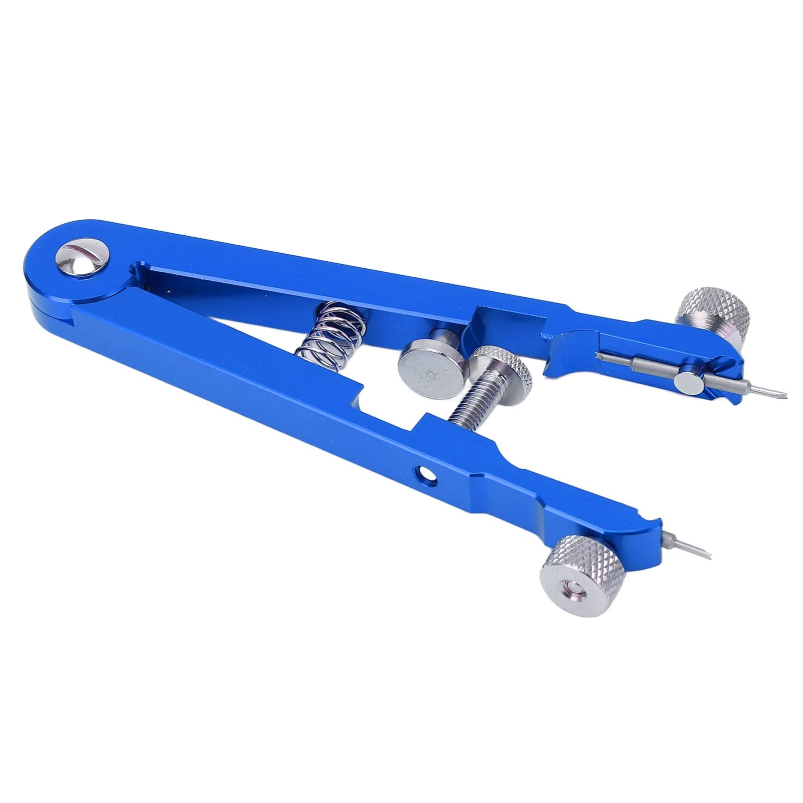 Pince à barrettes de montre avec 6 embouts, outil de retrait de bracelet de montre en alliage d’aluminium, forme en V, pour un réglage rapide de la sangle et un remplacement des ba (Bleue)