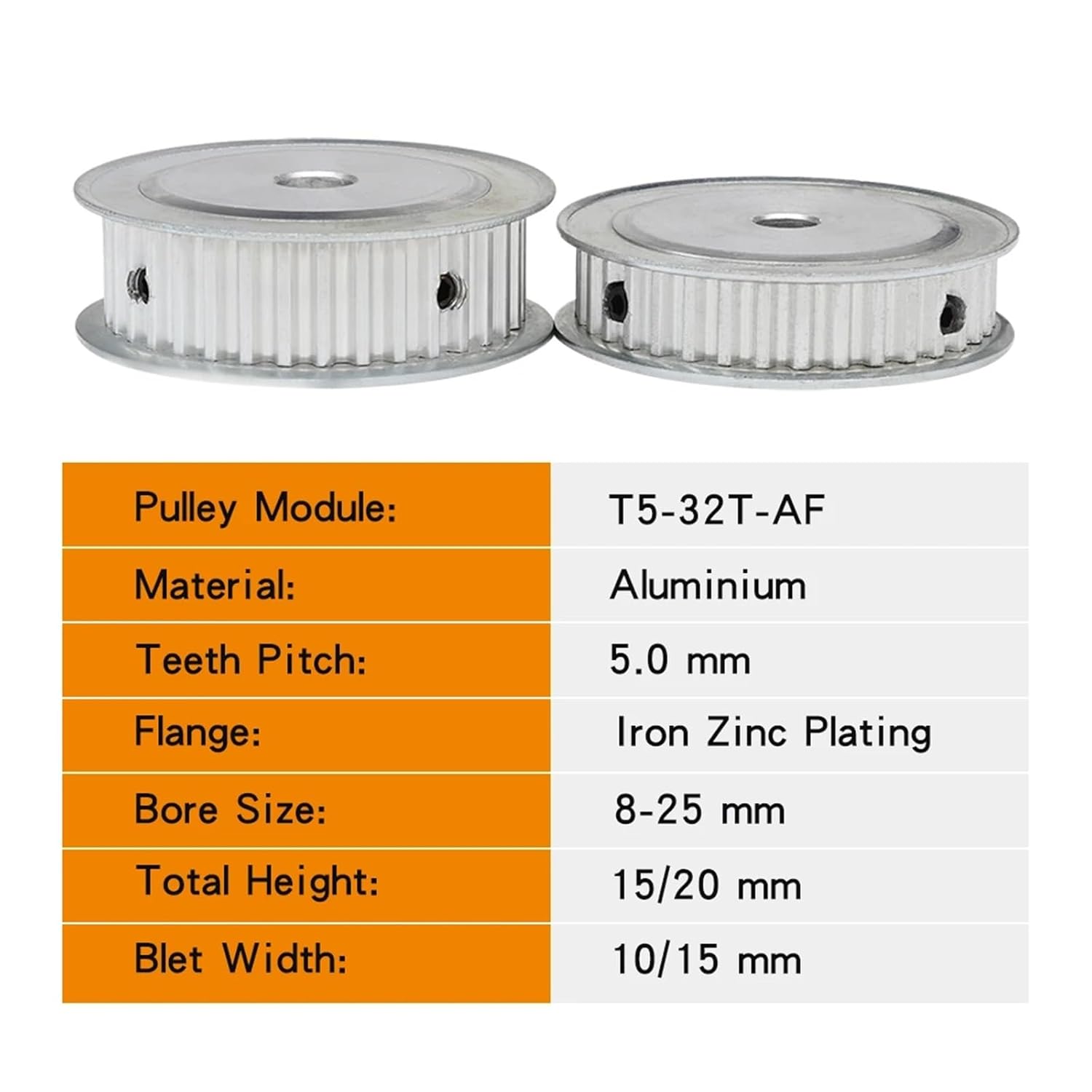 Gear Teeth Spiral Bevel Gear Pulley Wheel T5-32T Bore 8/10/12/14/15/19/20/22/25mm Alloy Pulley AF Shape Teeth Pitch 5mm for T5 Width 10/15mm Rubber Belt(14mm,11mm)