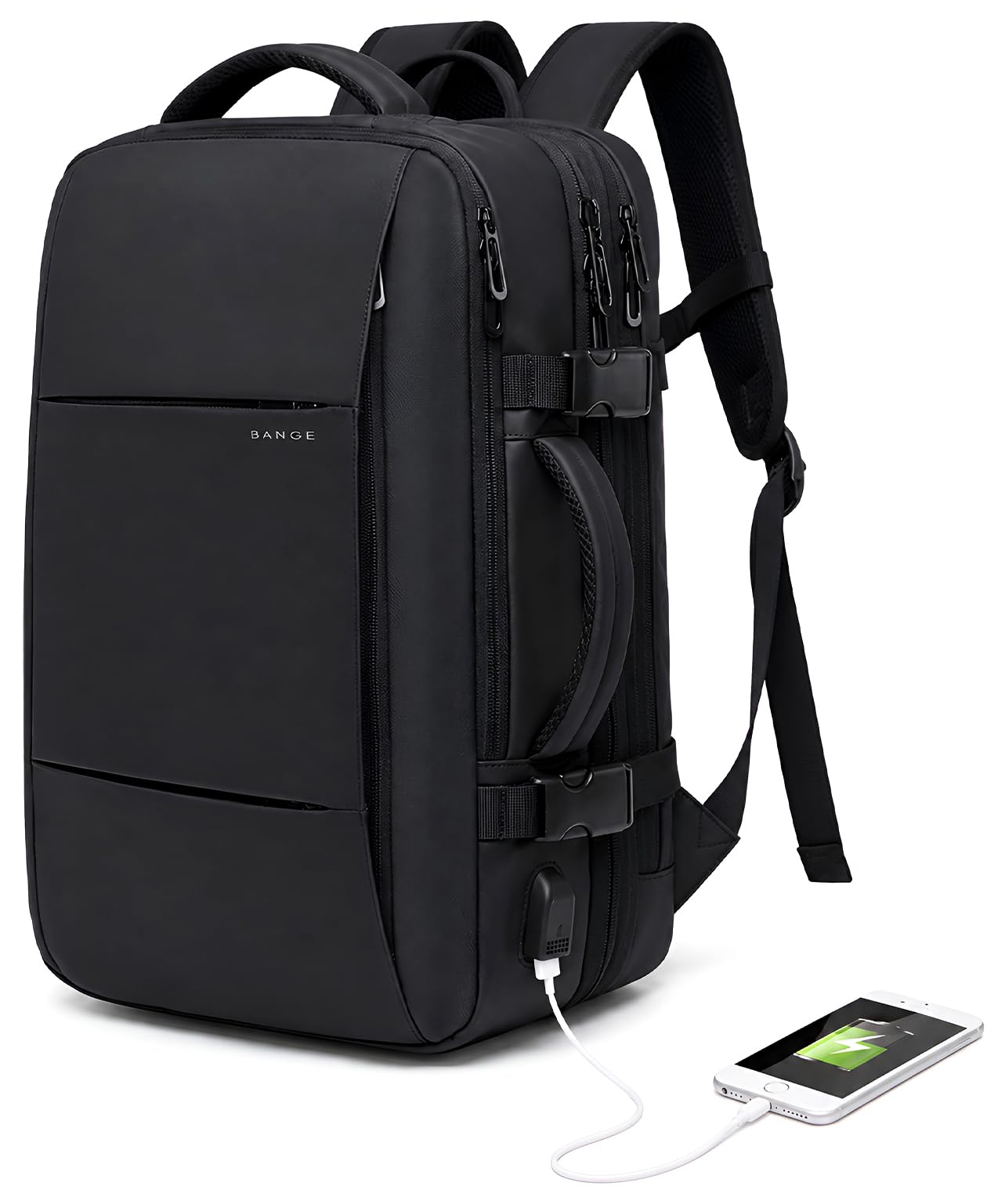 BANGE 1908 Large Capacity Laptop Backpack Bag fit for 17.3” Laptop 22L to 35L Expandable USB Port & Anti-Theft Pocket, Convertible Duffle Bag for Men Luggage Strap Travelling Bagpack-image-24