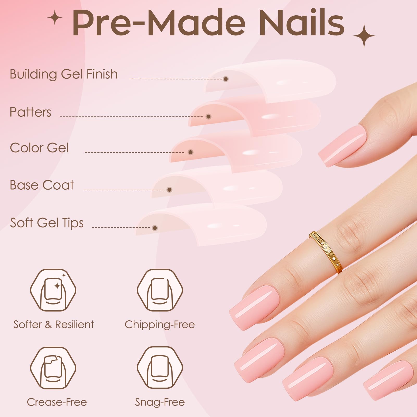MELLIX 280 Pieces Press On Nails Short Artificial Fingernails Full Cover Fake Nails, Square-Nude, 120 g (Pack of 1) - Image 4
