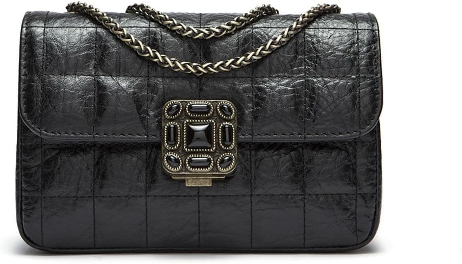 Luxury Vintage Women Quilted Classic Metal Chain Cross Body Bag Purse Shoulder Bag Small Handbag Christmas Gift(Black)
