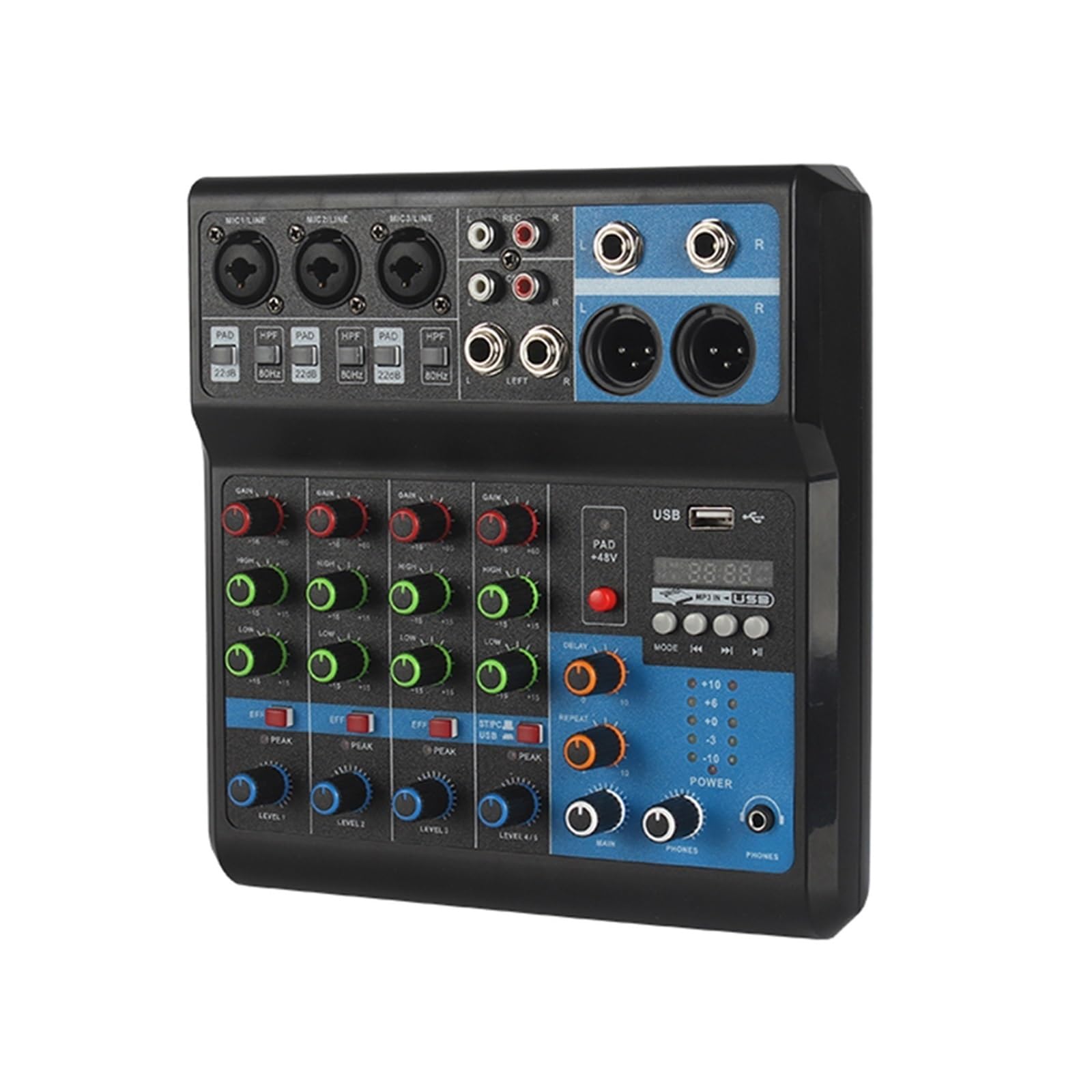 Audiomixer, 5-Wege-Professional-Sound-Mixer Computer-Aufnahme Free Drive Soundkarte Mischpult Mixer Audio Pro DJ Equipment für Studio-Karaoke