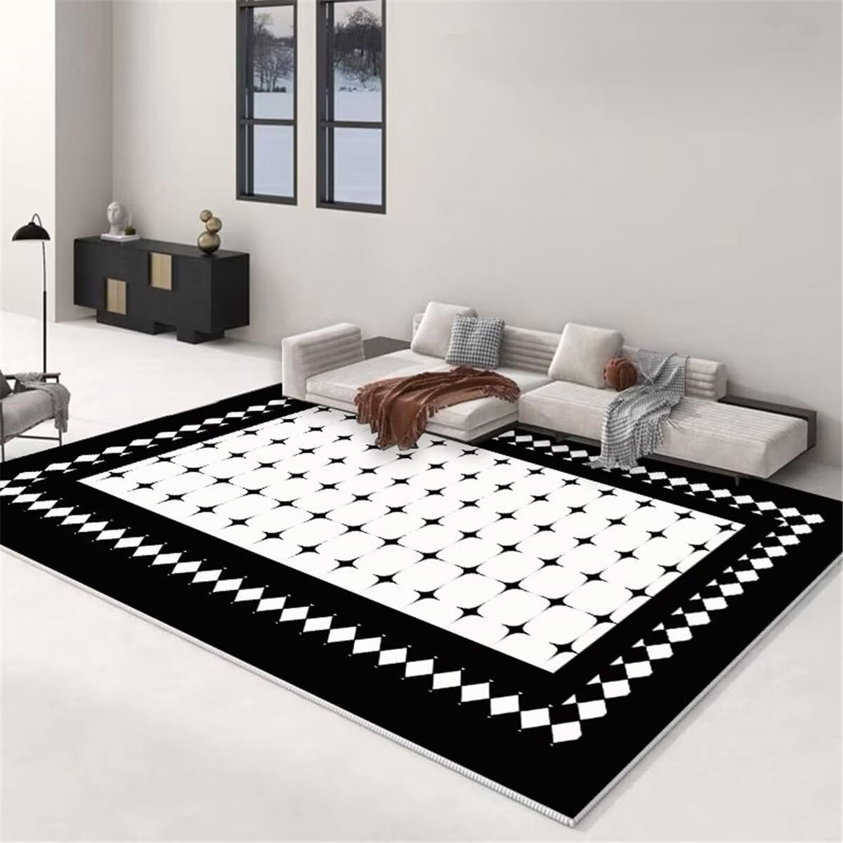 Tapis de salon facile d'entretien 80x150cm pour en finir avec les taches sur la terrasse