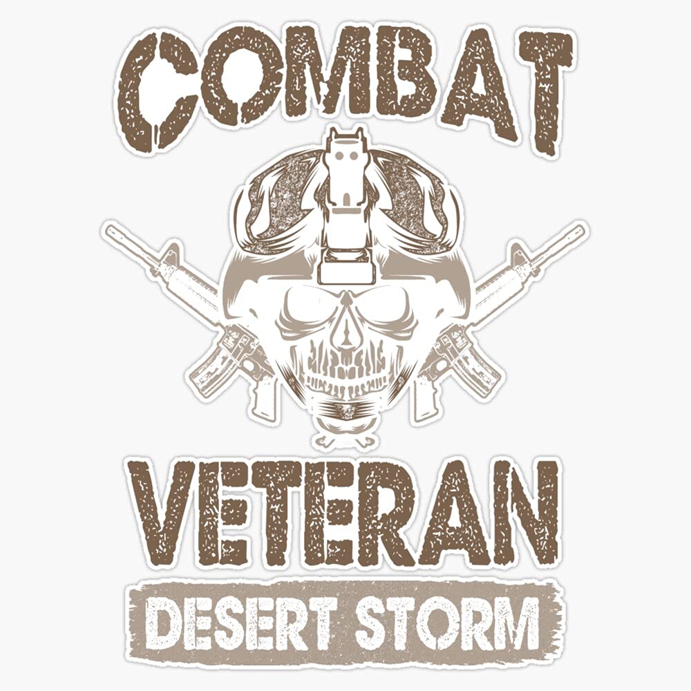 HOF Trading Combat Veteran Desert Storm - Veteran - Best Design Vinyl Sticker Waterproof Decal Laptop Wall Window Bumper Sticker 5"