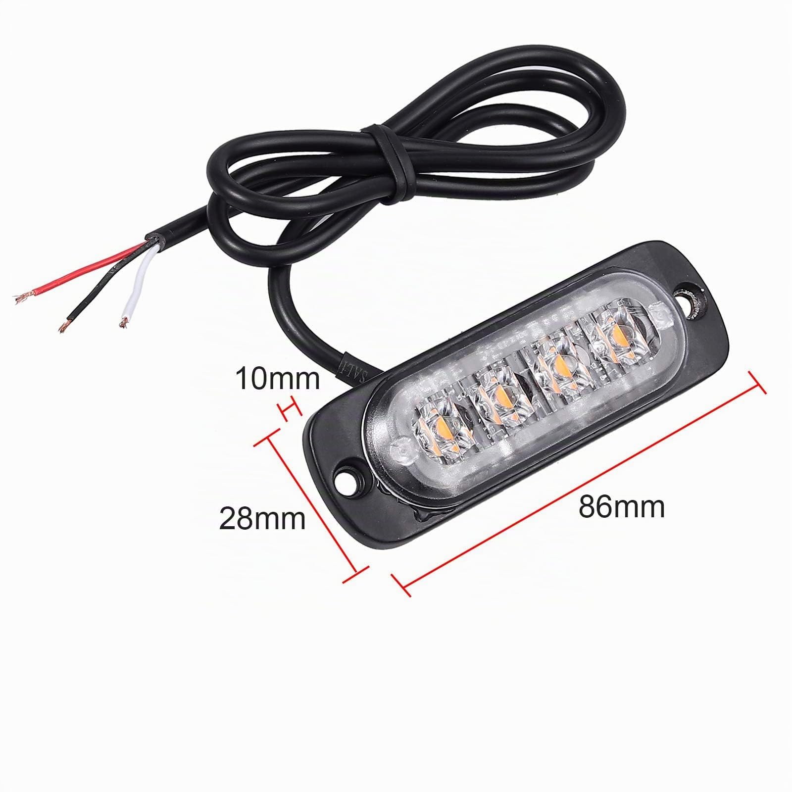 EYPINS 4X Feux de Pénétration à 4 LEDs 12/24V Gyrophare LED Orange Feux Flash Voyant d’Alarme Urgence Strobe Clignotants Auto IP65 ECE pour Van Camion Tractopelle Chariot à Fourche Tracteur
