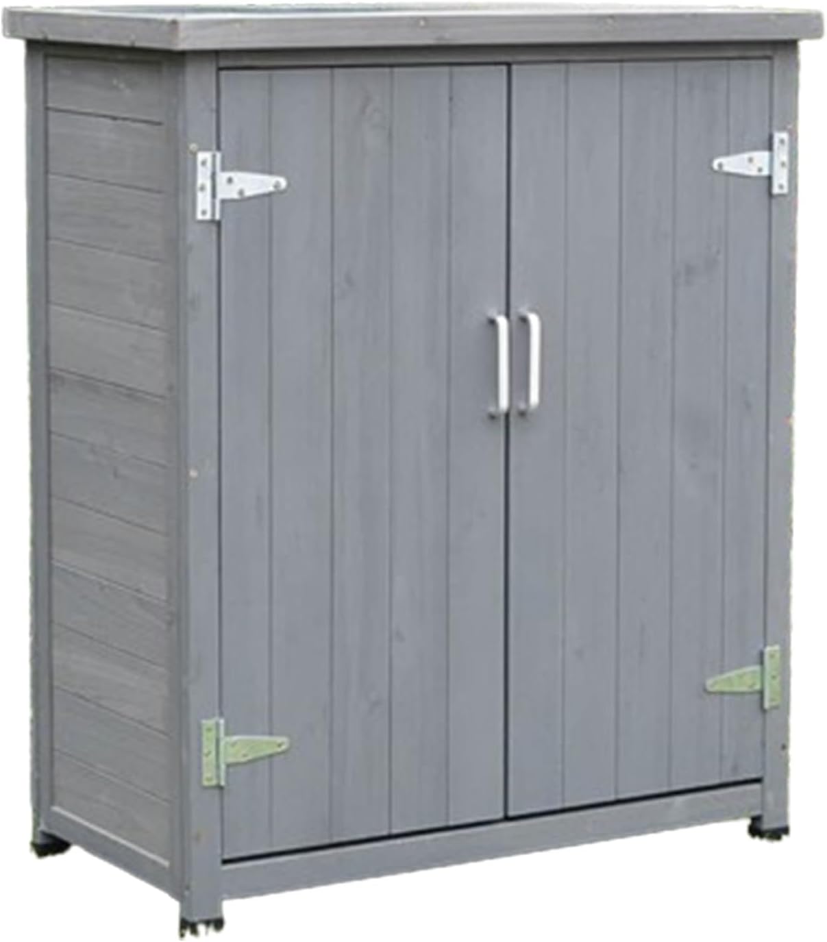 Outdoor Potting Bench Table, Garden Storage Cabinet w/Metal Tabletop, Vertical Organizer Cabinet with Double Lockable Doors for Outside, Garden and Yard,Yellow