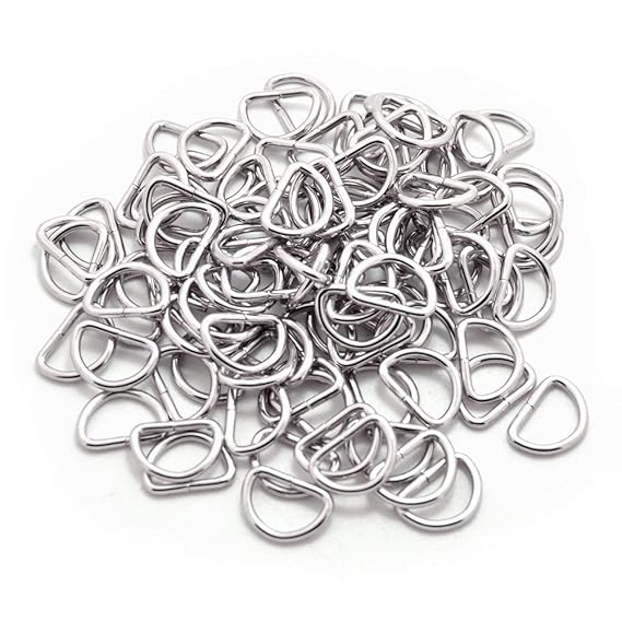 Onwon 100 Pieces Metal D Ring, 1/2 Inch Semi-Circular D Ring Heavy Duty Buckle for DIY Accessories, Belts, Backpacks, Harnesses and Pets Collars (100 Pieces, 1/2 inch)