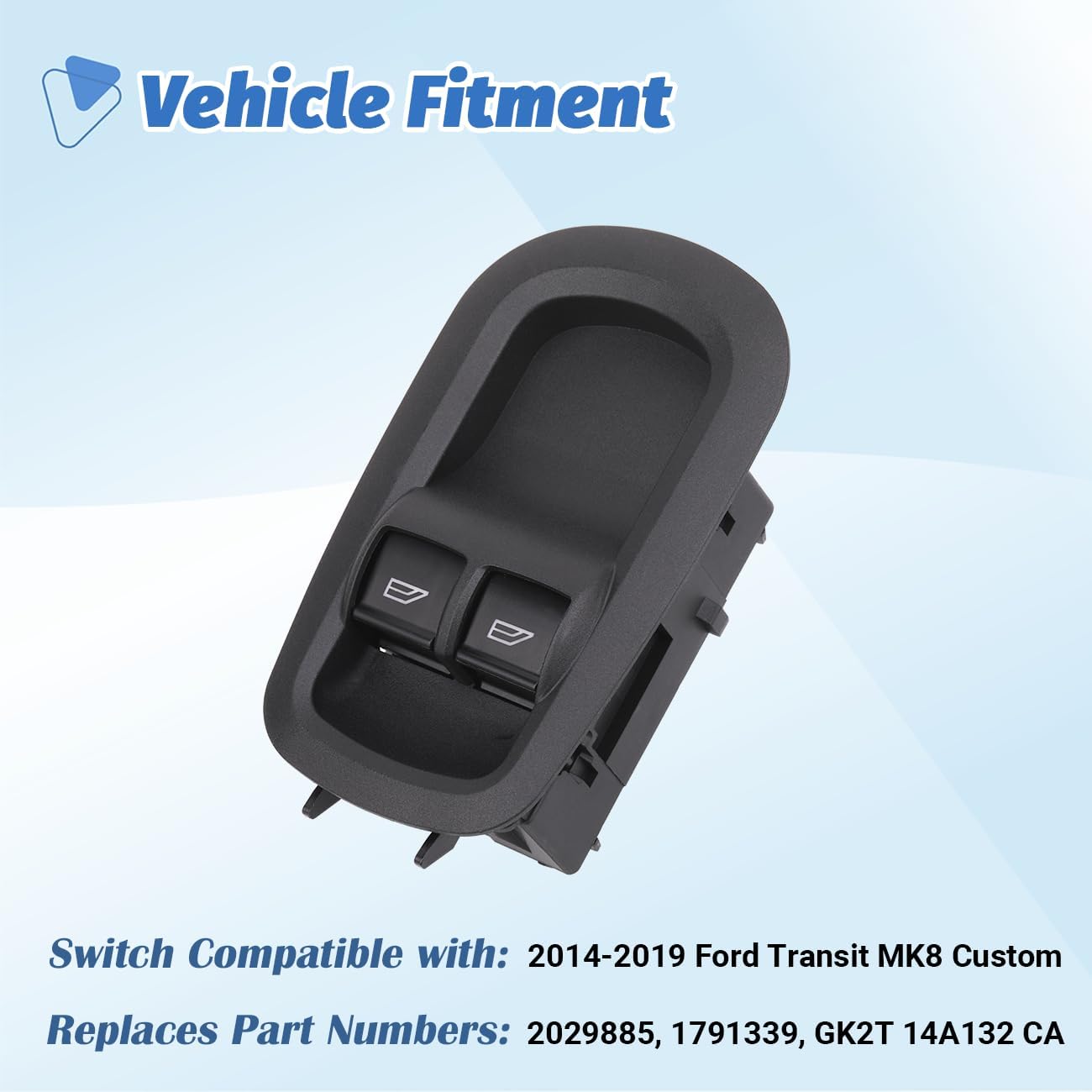 Double Doors Window Switch Control Button Front Left Driver Side Compatible with Ford Transit MK8 Custom 2014 2015 2016 2017 2018 2019 Replacement OEM 2029885 1791339，GK2T 14A132 CA 4+8 Pins