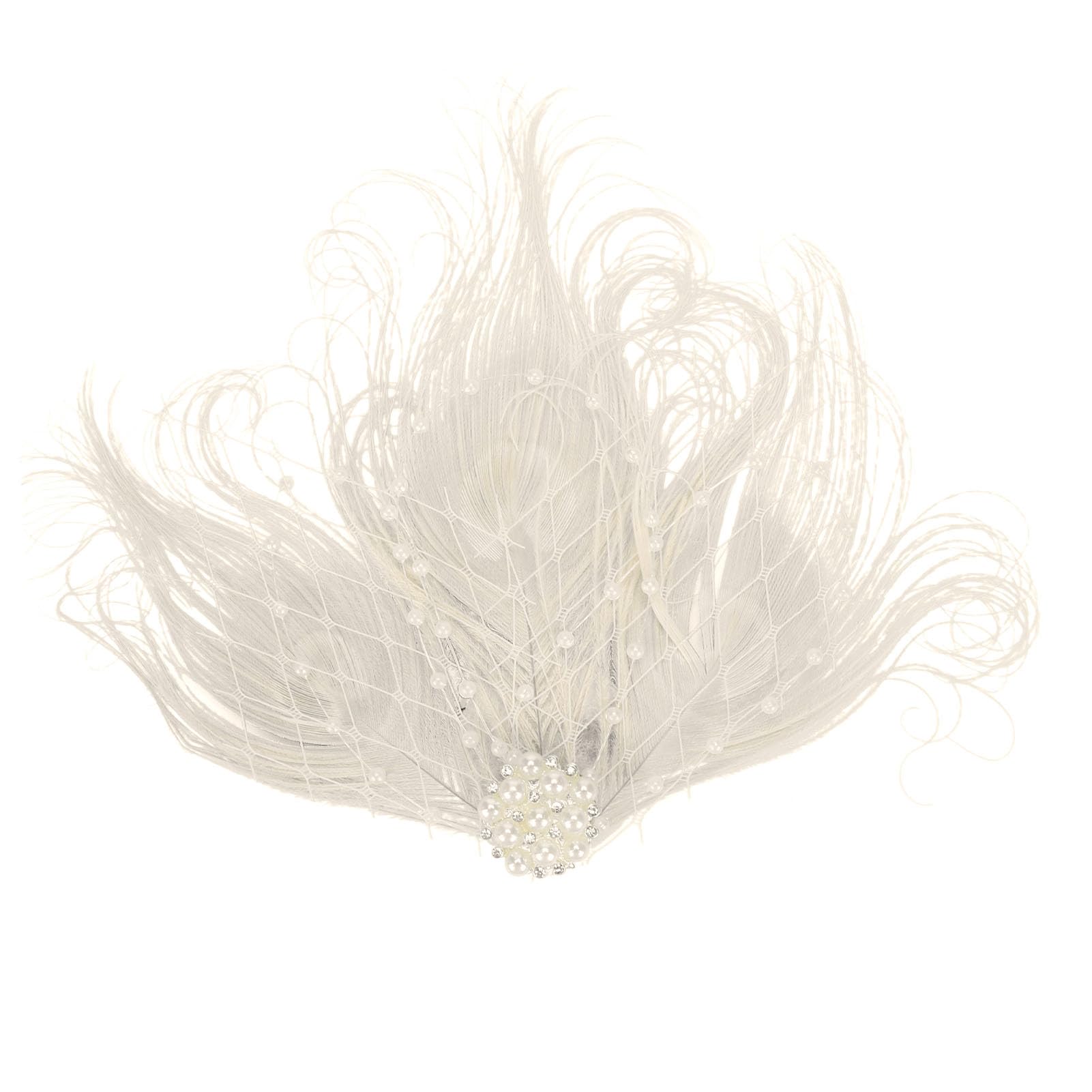 Feather Hair Clip 1920s Flapper Fascinator Wedding Headwear 