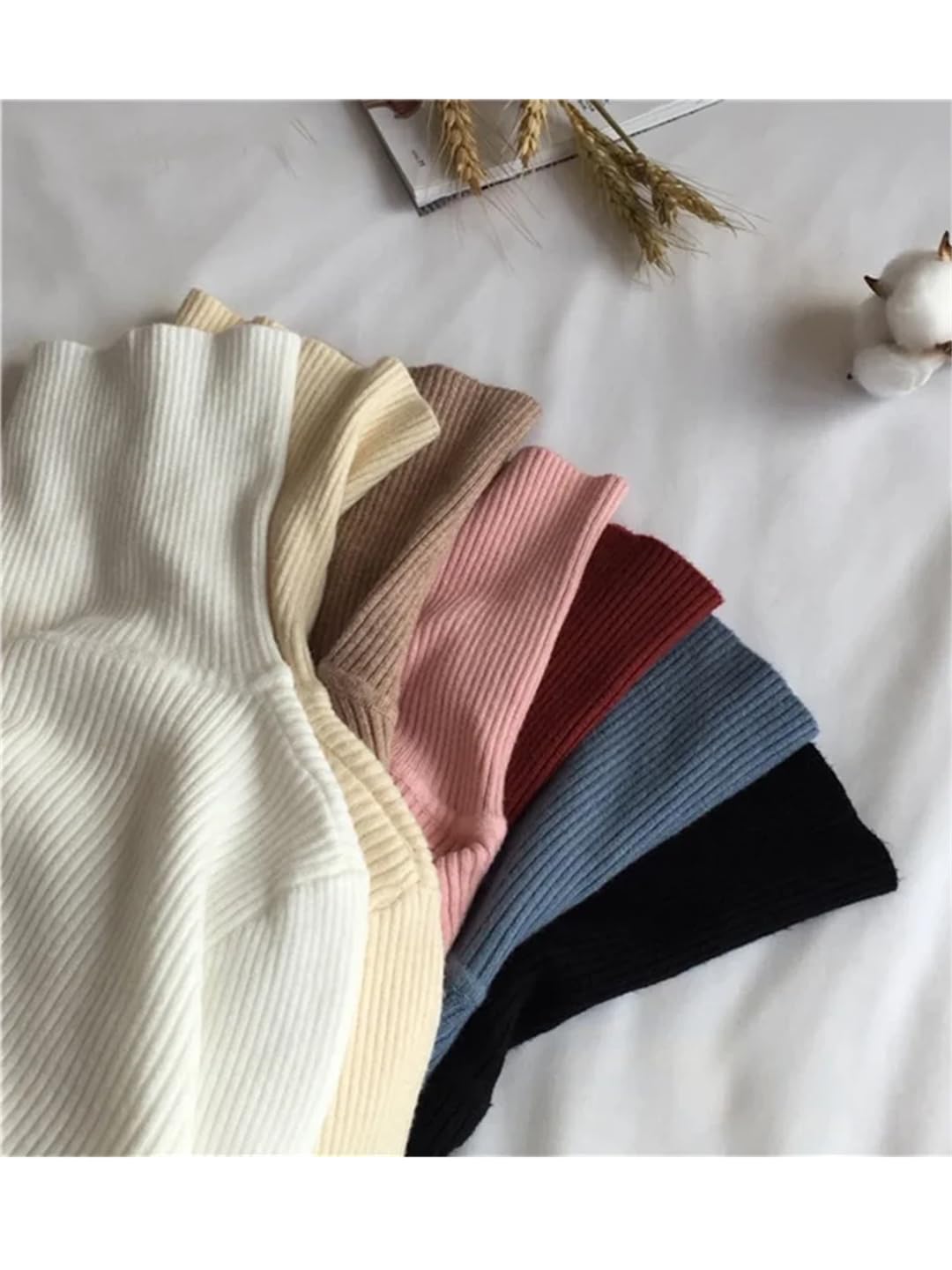 Suéteres de cuello alto para mujer, para otoño e invierno, gruesos, cálidos, ajustados, de punto acanalado, suéteres suaves