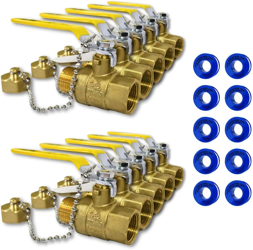 CMI INC 3/4" Female FIP x MHT Full Port Corrosion Resistant Brass Quarter Turn Ball Valve with cap and chain for potable water, natural gas, oil (1)