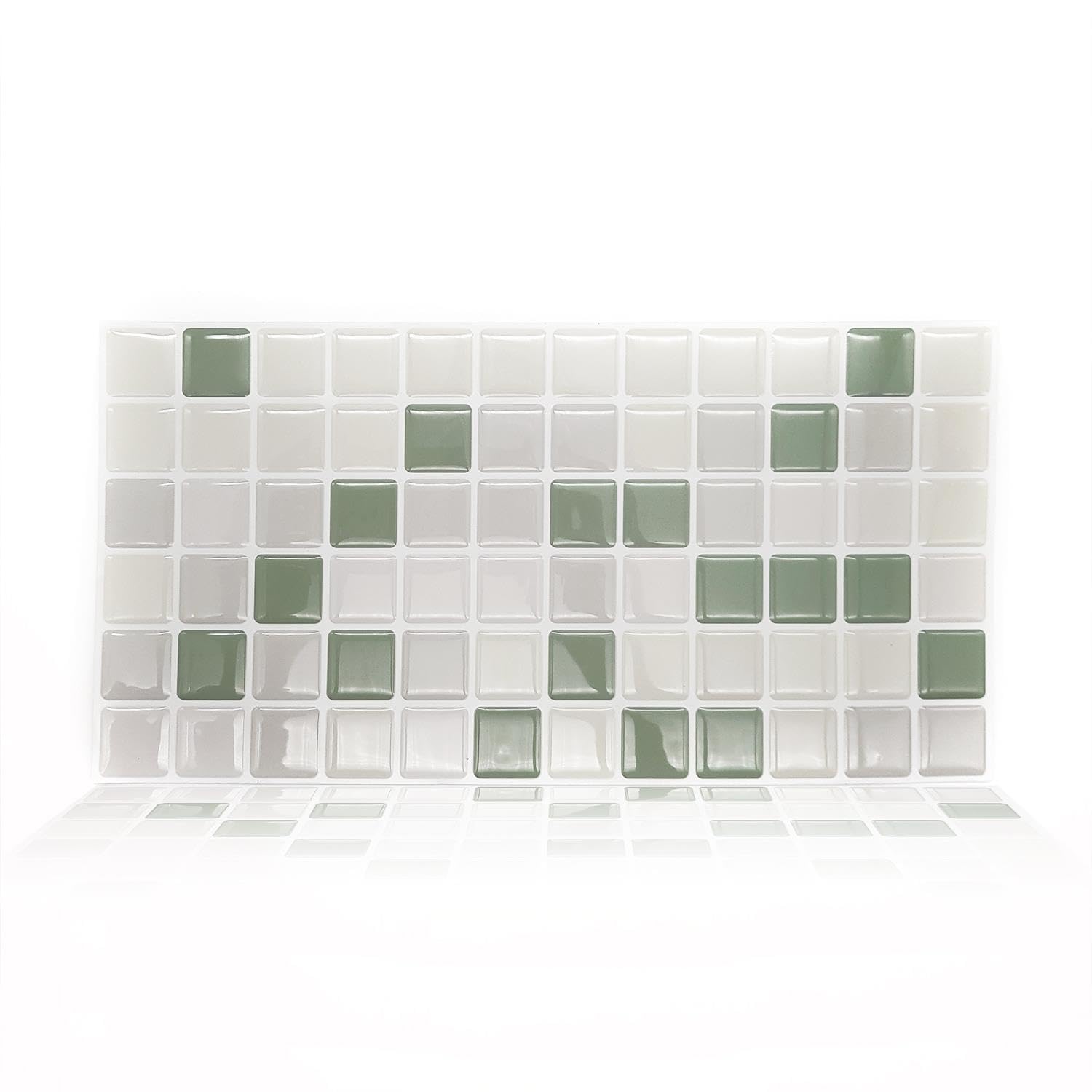 WALPLUS 12 Sheets 30x15cm Shades of Grey Mosaic Glossy 3D Tile Stickers 30x15cm Splashbacks Vinyl Stick on Tiles Backsplash Peel and Stick Bathroom Kitchen Decor Tile Paint Spring Easter Decoration