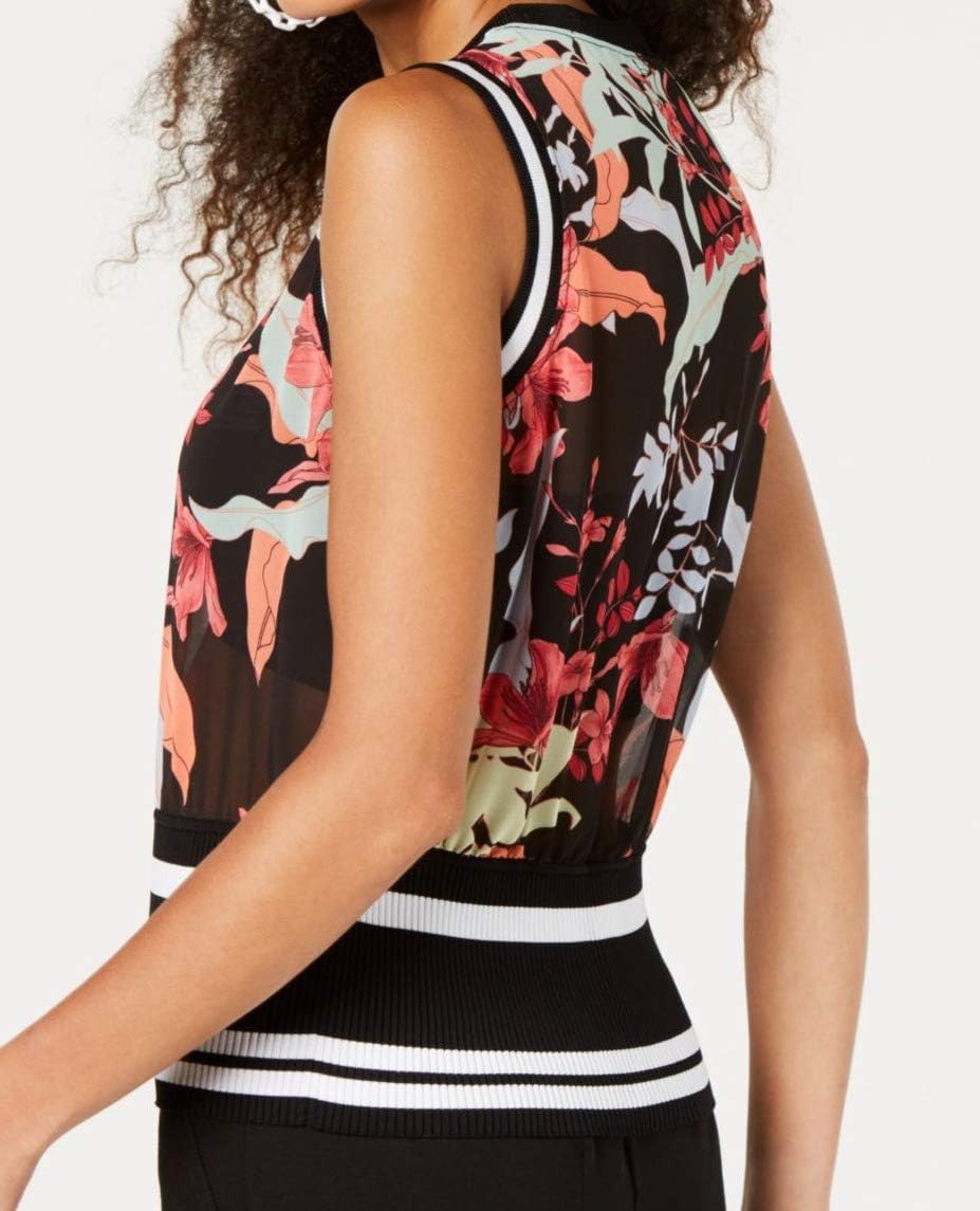 Bar III Women's Printed Woven Top (Deep Black, X-Small) - Image 2