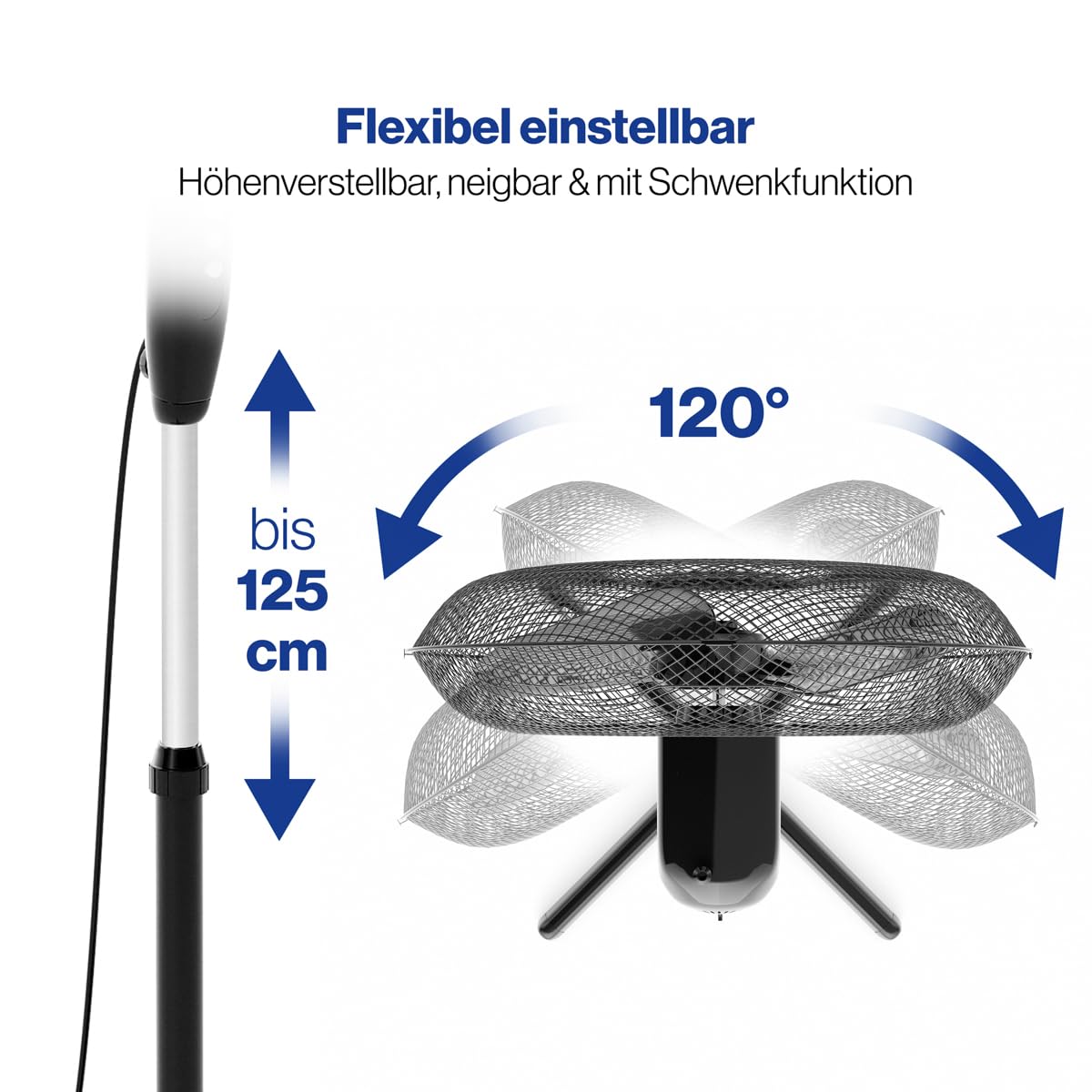 Clatronic VL 3603 S - Ventilateur - 50 W - Hauteur réglable - 3 vitesses - 4 niveaux (0-1-2-3) - Noir