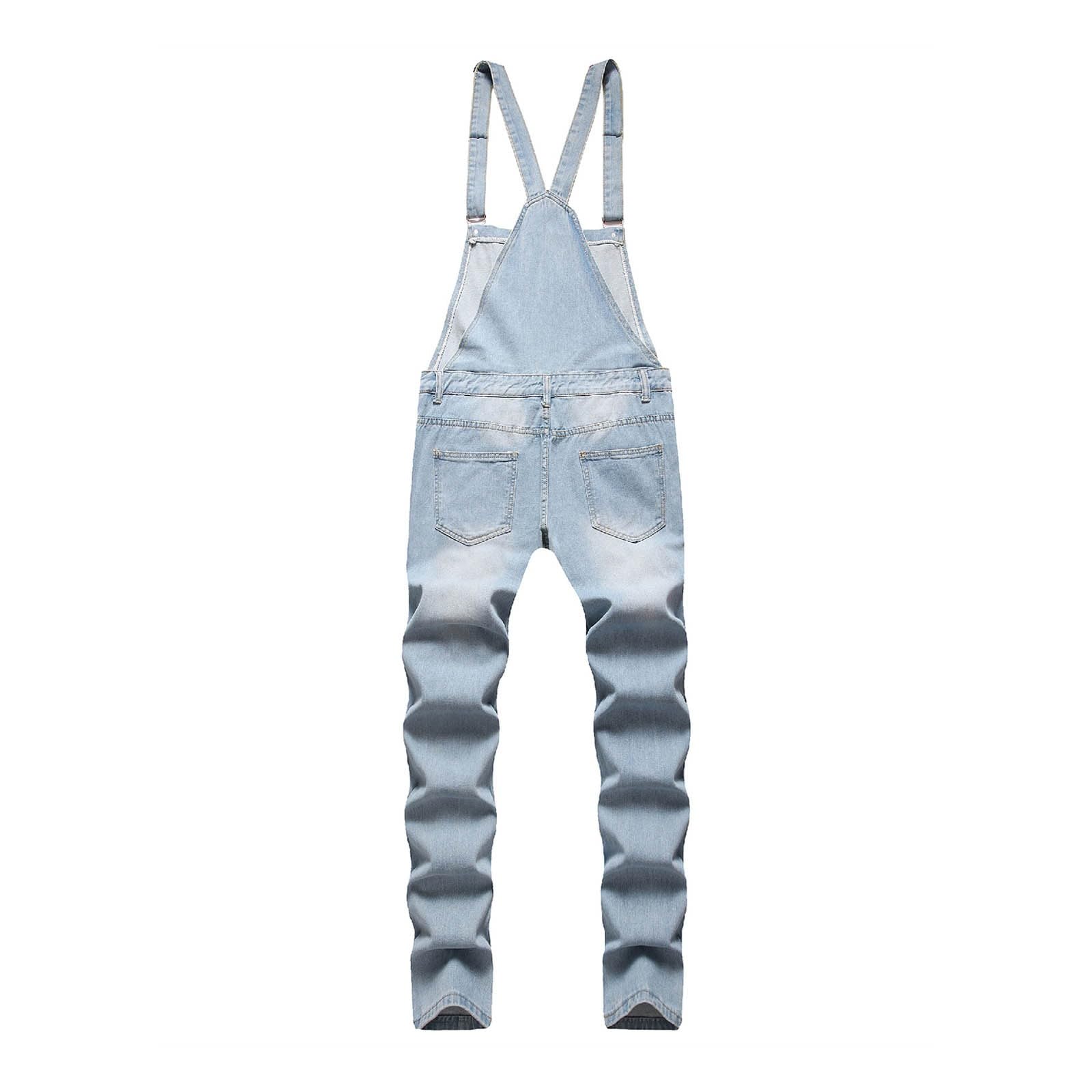 Latzhose Herren Denim Overalls Vintage Jeanshose Vielseitiger Cargojeans Retro Jumpsuit Modisch Arbeitshose Blau Arbeitslatzhosen Loose Fit Latzanzug Einfache Jeanslatzhose mit Taschen