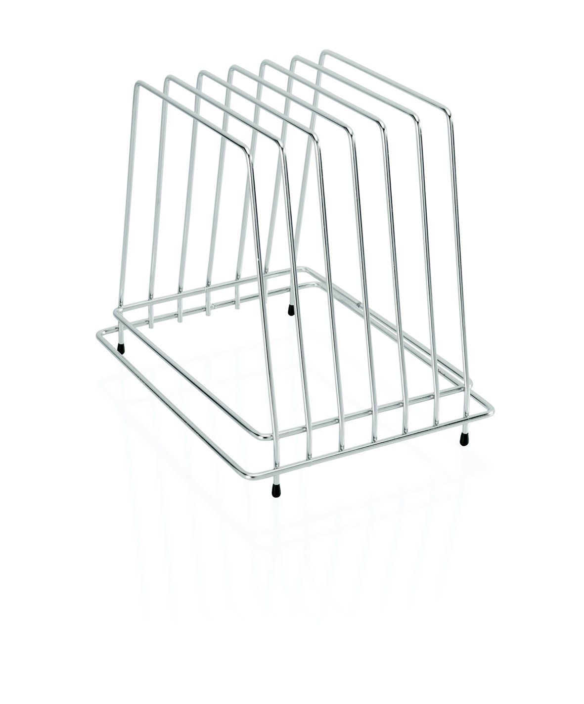 Schneidbretthalter aus Chromnickelstahl - für 6 Schneidbretter und mit rutschhemmenden Füßen/passend für 2,5 cm breite Schneidbretter, Abmessung: 29,5 x 23,5 x 27,5 cm (Schneidbretthalter)