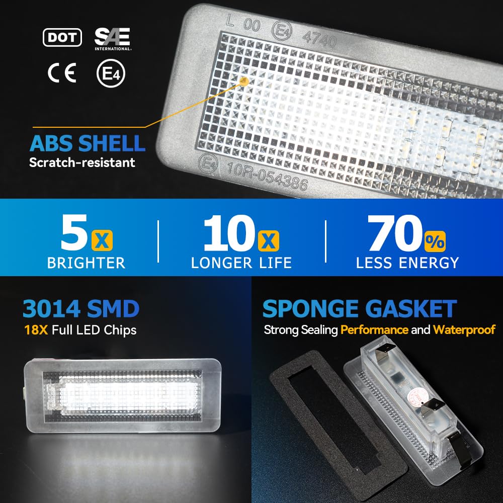 2 luces LED para matrícula compatibles con Mercedes Smart Fortwo 451 2007-2014 Smart Fortwo 450 1998-2007 luces LED para matrícula de coche
