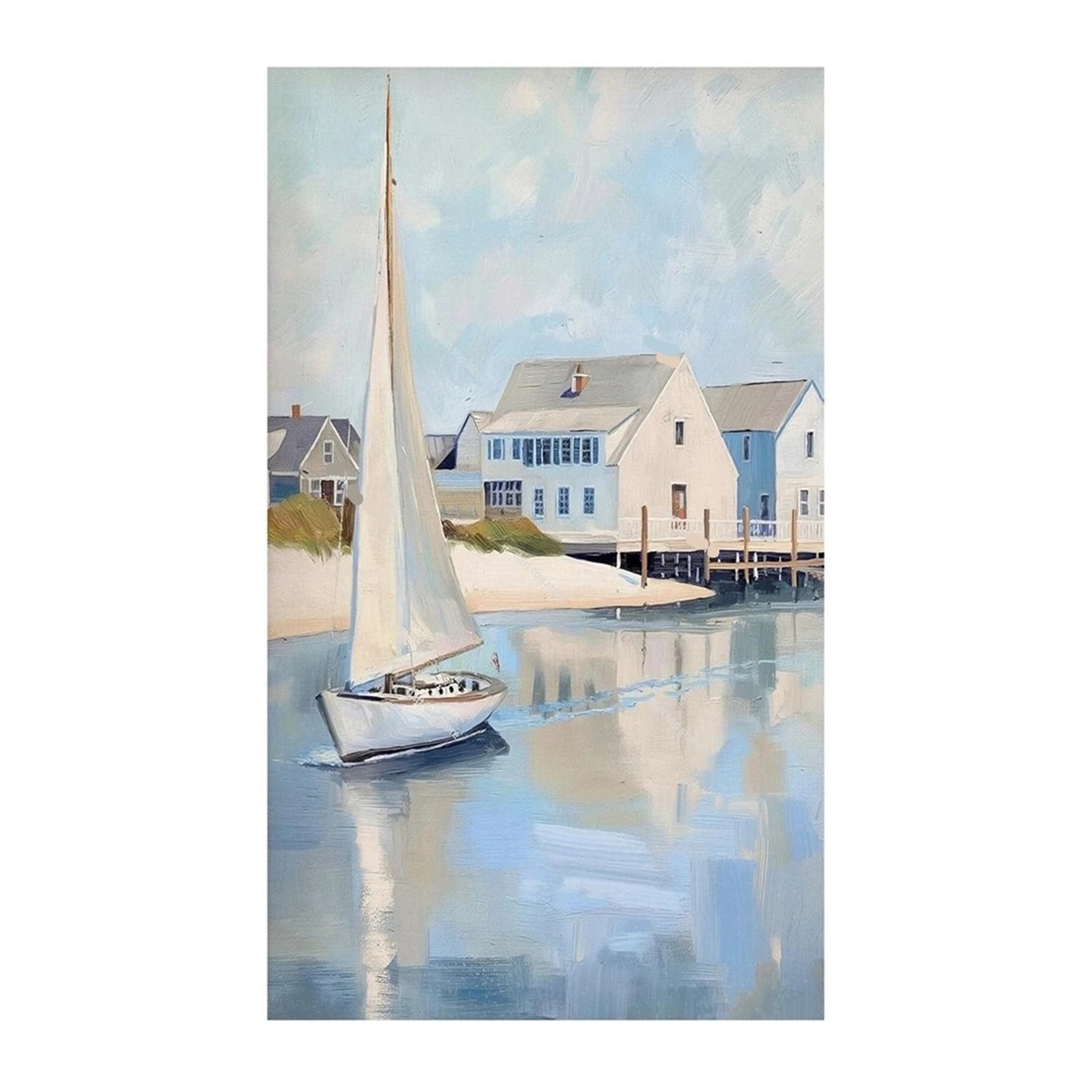 Graiting 1pc Blue Coastal Beach Seashell Sailboat Hydrangea Posters Prints Canvas Painting Wall Art Pictures Living