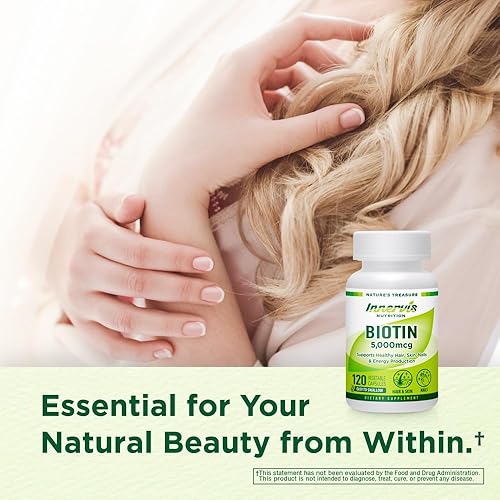 Miniatura 4 de Biotina de alta potencia 5000mcg - Apoya la salud del cabello, la piel y las uñas, 120 cápsulas vegetales