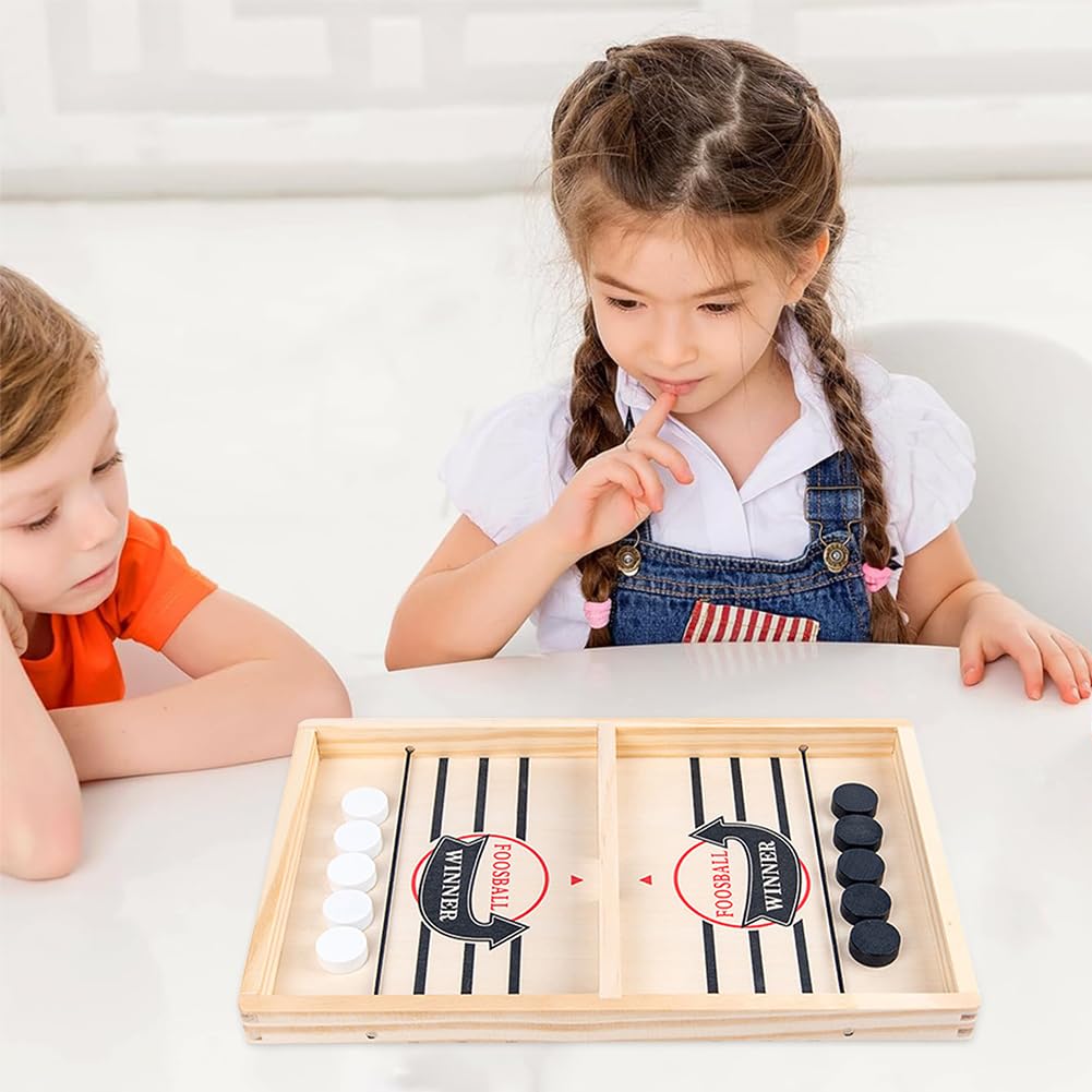 Juego de Mesa de Hockey, Fast Sling Puck Juego Hockey de Madera Niño Juegos de Mesa Portátiles Reuniones Familiares Juego de Mesa Para Juego de Familiares Interactivas Entre Padres e Hijos