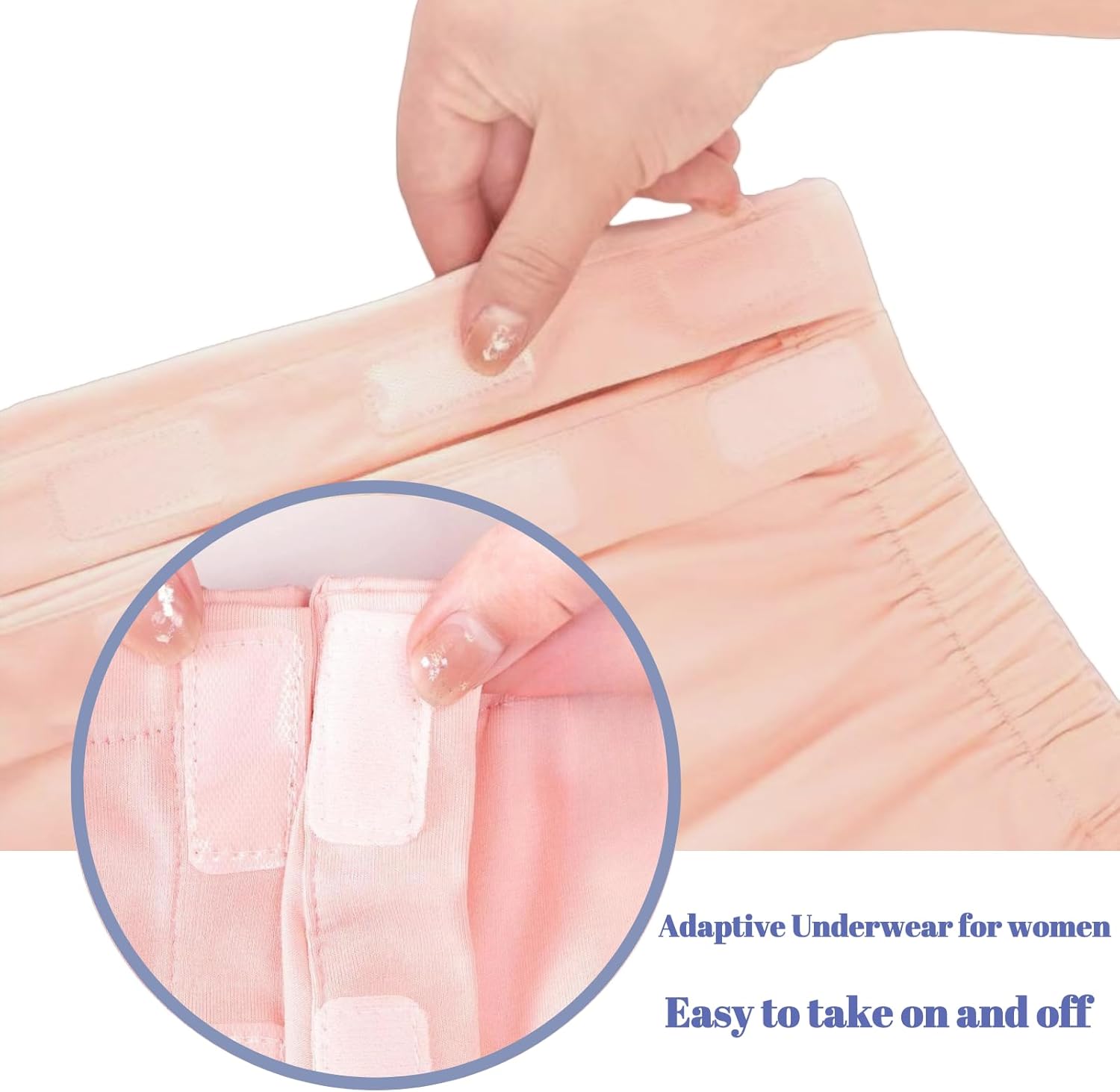 Tear Away Underwear for Women, Reusable Post Surgery Briefs, Disabled Adaptive Stick-On Underwear for Easy Dressing Changing (Pink/Purple/Blue,Large) - Image 4