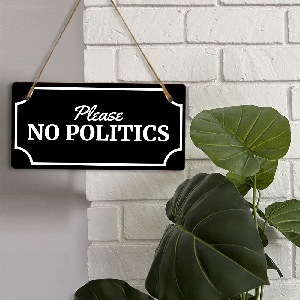 Wandschild "No Politics Seriously Don't Make It Weird" – 12,7x25,4 Cm, Mit Aufhängeschnur