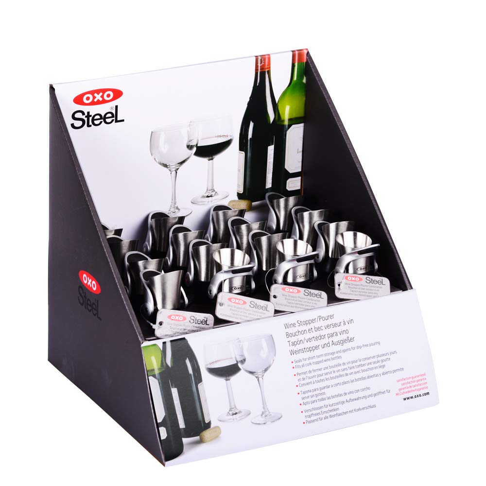 Oxo Steel 1109780 - Tapón y Boquilla de Servir para Botella de Vino