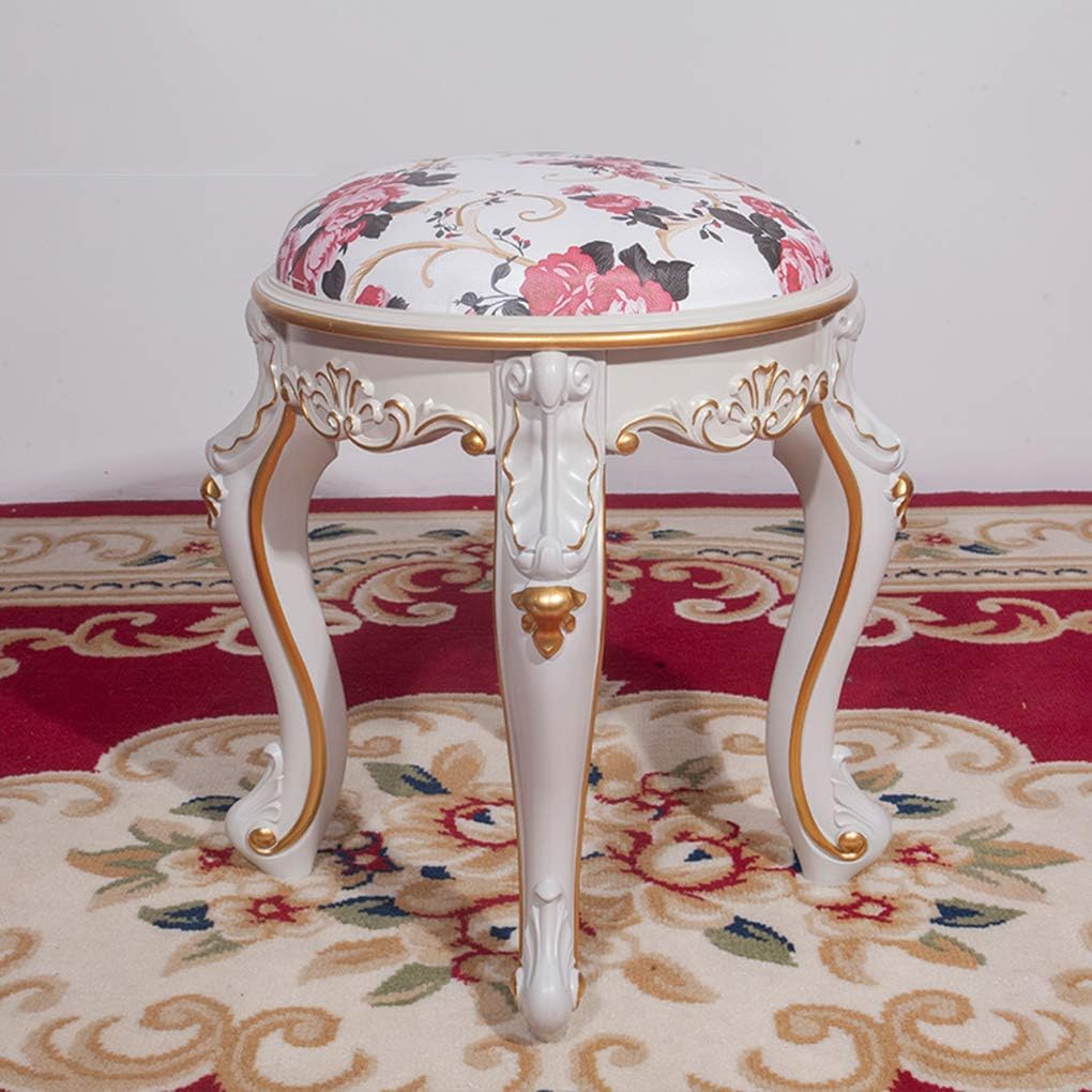 zyifan Round Vanity Footstool, Upholstered Side Table Seat Dressing Chair, Padded Bench, Piano Seat Chair Bench for Bedroom