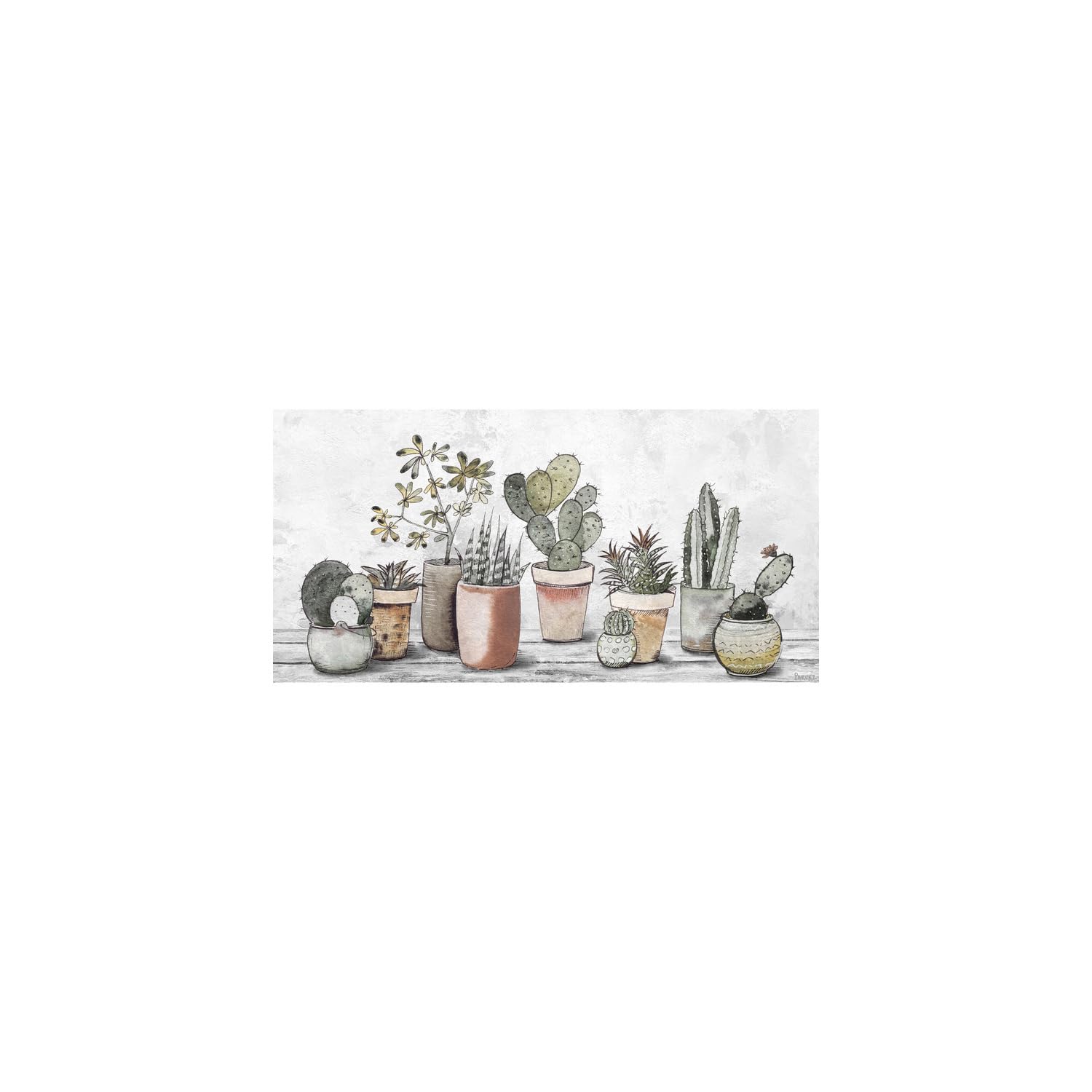 HomeStock Old World Opulence Mixed Cacti and Succulents Painting Print on Wrapped Canvas, Modern Handmade Canvas Art Decor - Unique and Chic Wall