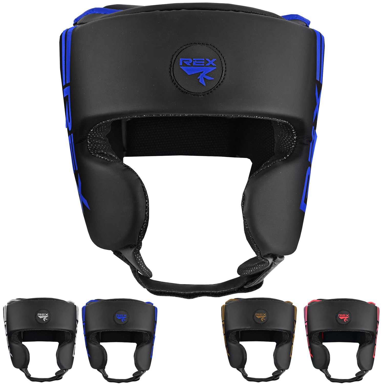 Rex Boxing Headguard for MMA Headgear Training Helmet Muay Thai Kickboxing Martial Arts Sparring Protective Gear (Blue/Black, XL)