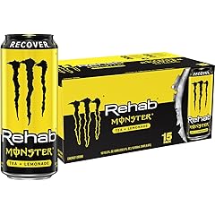 Monster Energy Rehab Tea + Lemonade + Energy, Energy Iced Tea, Energy Drink 15.5 Ounce (Pack of 15)