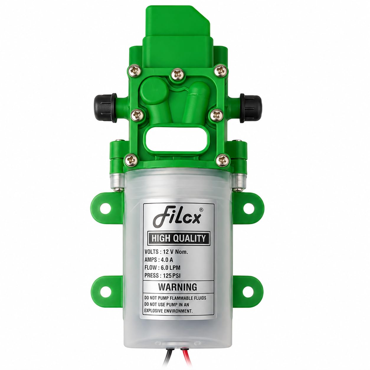 Filox 12V Diaphragm Water Pump for Battery Sprayers – High Performance, 6L/Min Flow Rate, Self Priming, Thermal Overload Protection (Green)-image-25