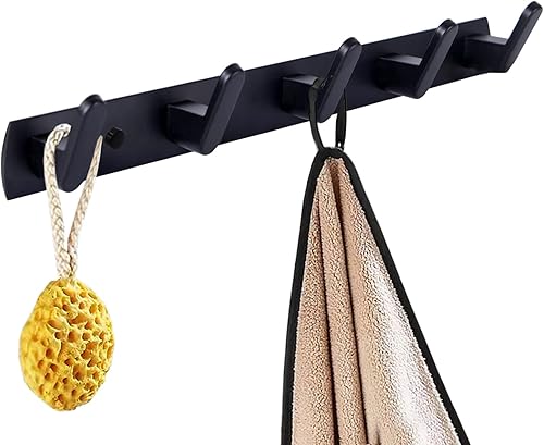 Jnnicoog Gancho de pared con 5 ganchos, perchero negro, moderno montado en la pared, adecuado para sala de estar, dormitorio, cocina, baño, etc.