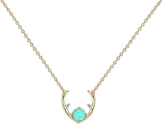 PAVOI 14K Gold Plated Opal Pendant Necklaces for Women | Created Opal Cubic Zirconia Dainty Necklace | Butterfly Round Triangle Antler Bar Pendants