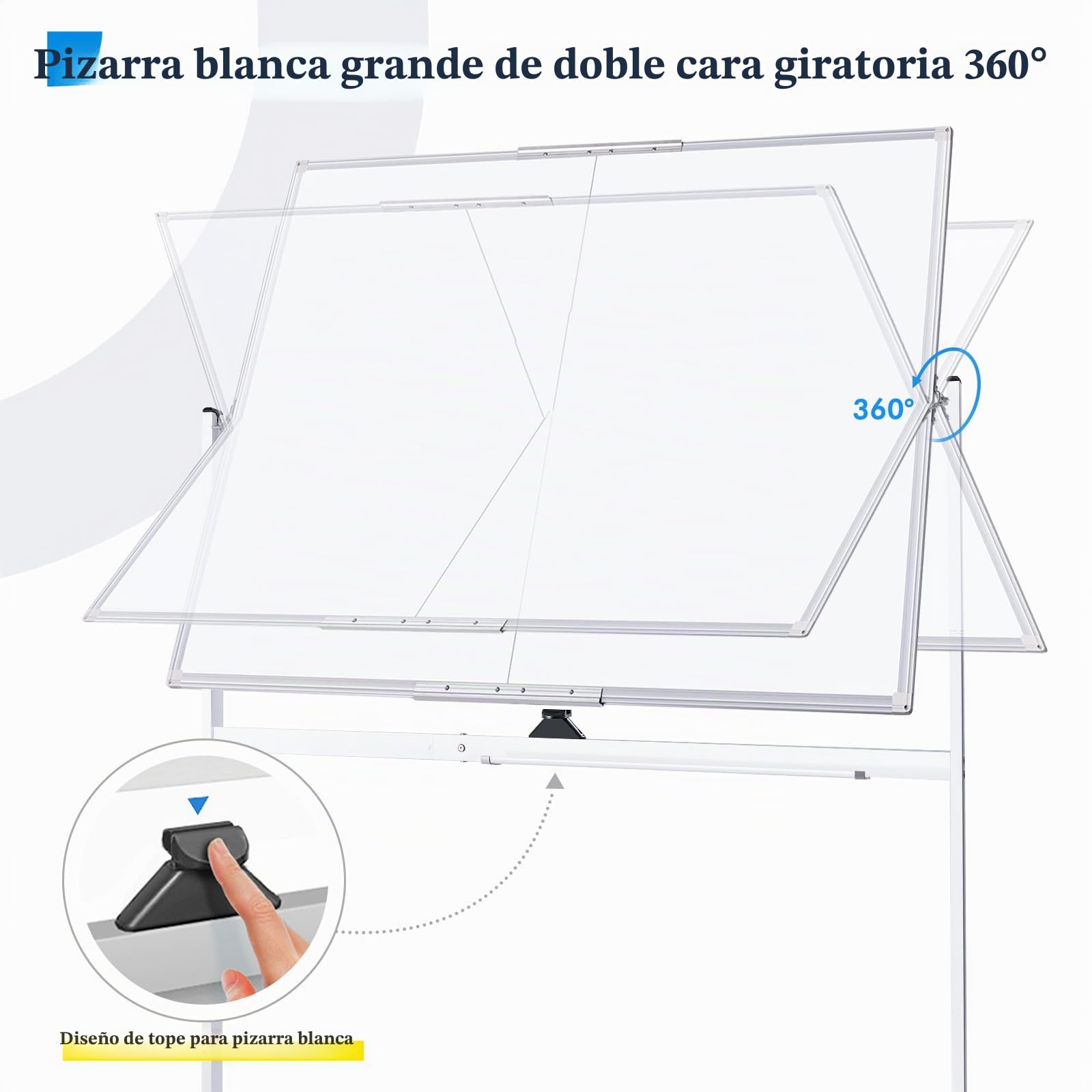 maxtek Pizarra Blanca con Ruedas 120 x 90 cm, Pizarra Magnética Grande de Doble Cara con Marco de Aluminio, con Marcadores, Imanes y Borrador de Pizarra, Pizarra Móvil para Escuela en Casa, Oficina
