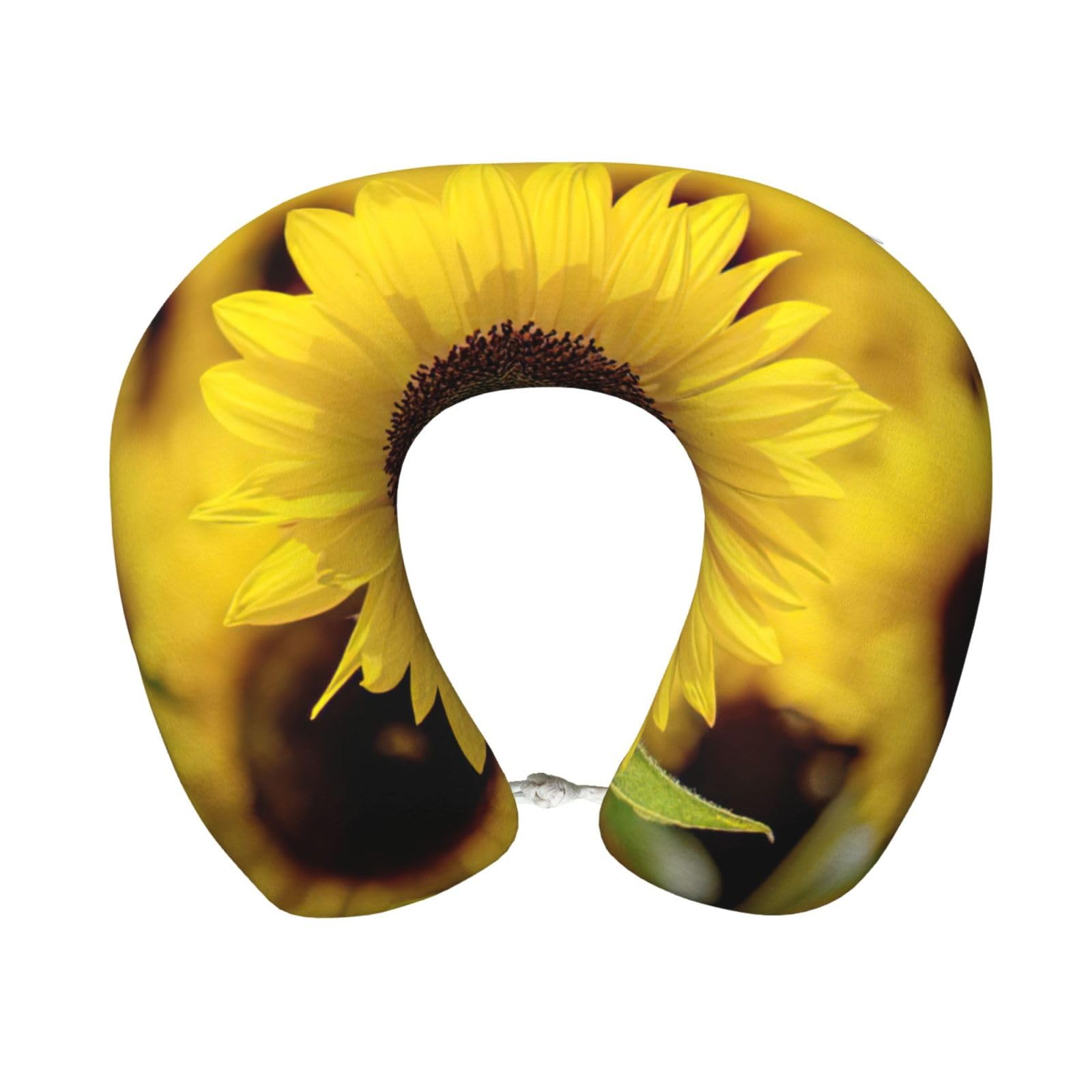 ASFgda U-Shape Memory Foam Blooming Sunflowers Print Travel Pillow,Neck Support,Washable Cover For Airplane Car Home Office