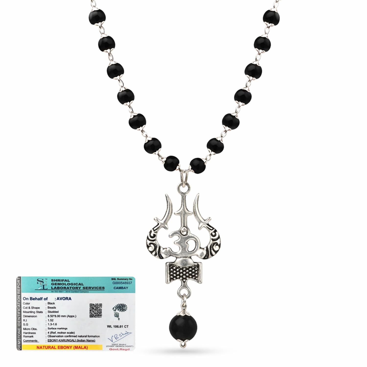 AVORA Karungali Malai Original 54 Beads with Om Shiv Trishul Pendant | Ebony Karungali Mala for Meditation, Japa & Spiritual Protection | Divine Hindu Mala for Men & Women-picture-30