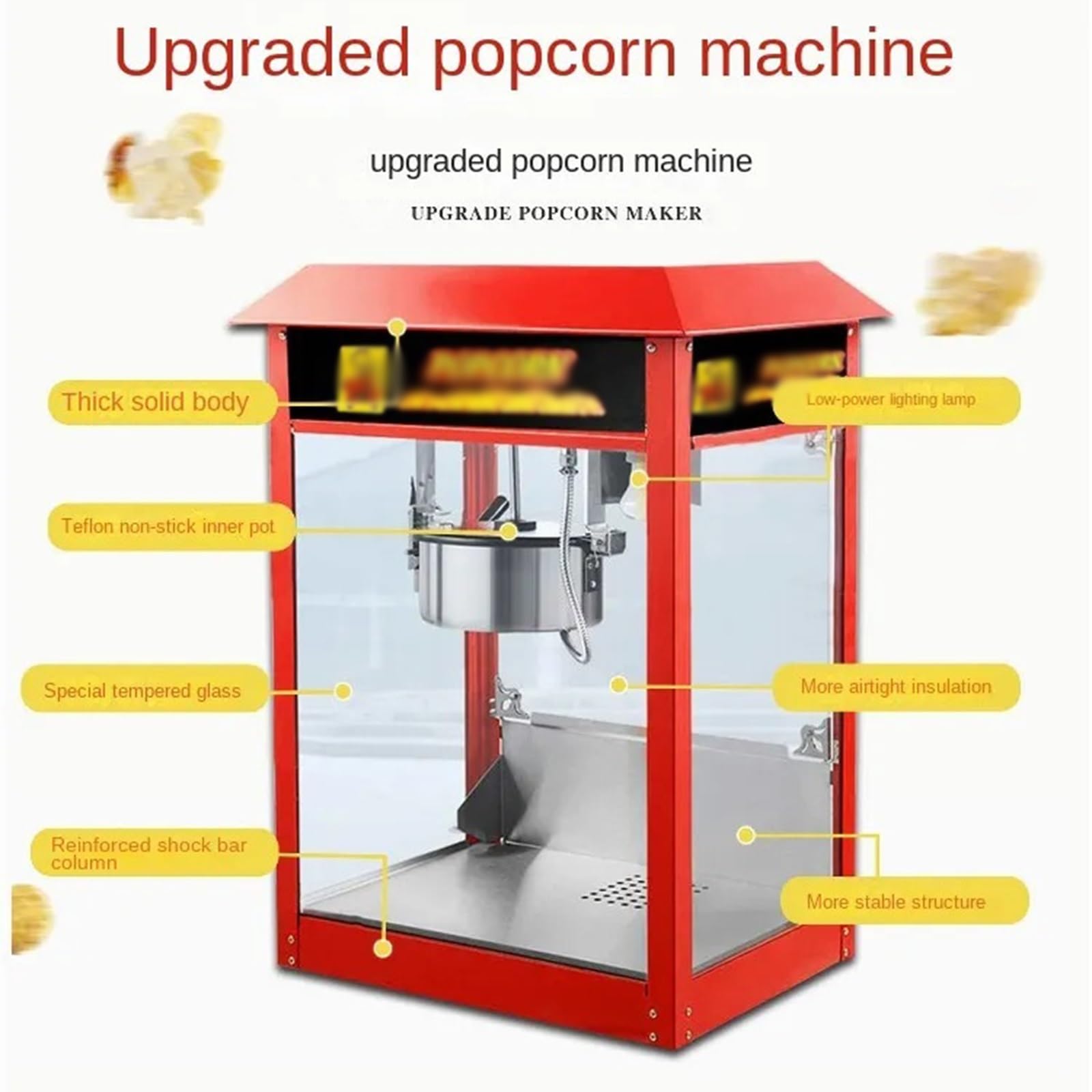 fabricante de palomitas de maíz Máquina de palomitas maíz, puesto comercial, eléctrica completamente automática, móvil para uso familiar